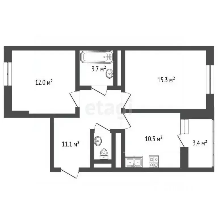2-к кв. Московская область, Мытищи просп. Астрахова, 7 (53.5 м) - Фото 1