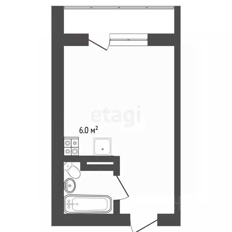 Студия Тюменская область, Тюмень ул. Новоселов, 113 (22.8 м) - Фото 2