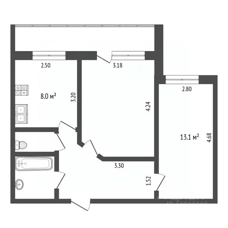 2-к кв. Тюменская область, Тюмень Ставропольская ул., 4 (46.2 м) - Фото 1
