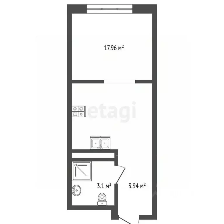 Студия Москва Шереметьевская ул., 21 (25.0 м) - Фото 2