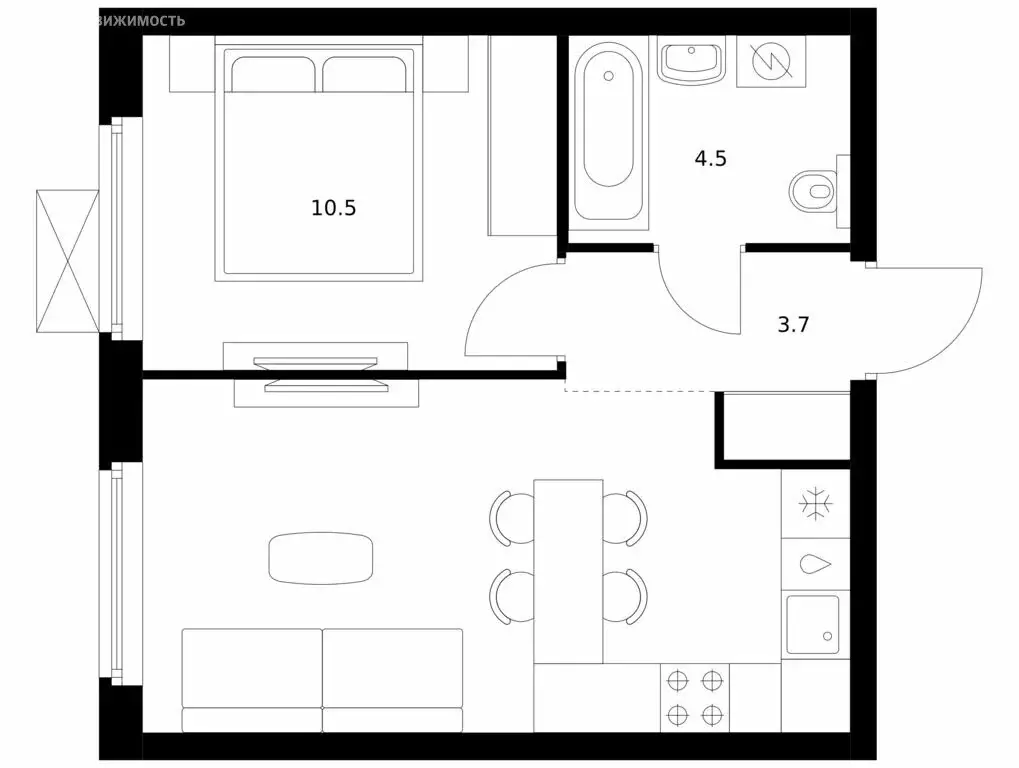 1-комнатная квартира: Казань, ЖК Нокса Парк (36.5 м) - Фото 0