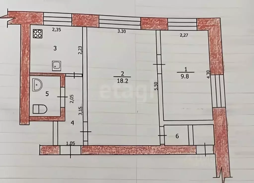 2-к кв. Татарстан, Казань ул. Рахимова, 17 (40.0 м) - Фото 1