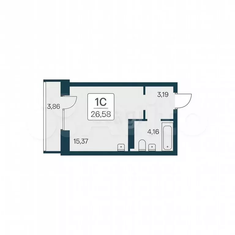 Квартира-студия, 26,6 м, 7/23 эт. - Фото 0