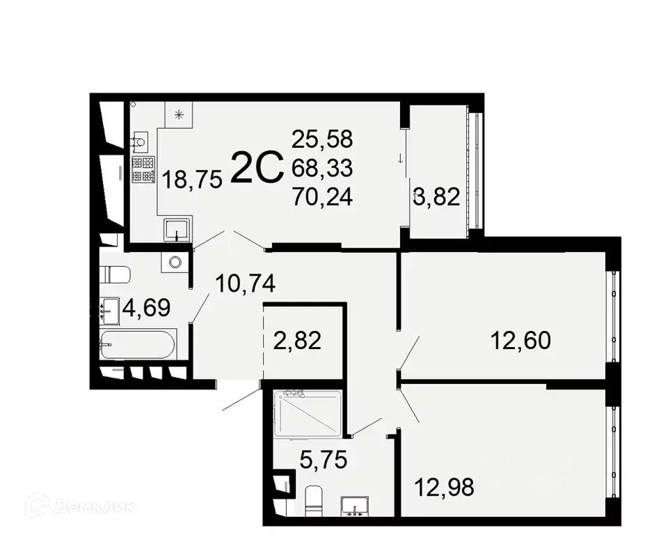 2-к кв. Рязанская область, Рязань Льговская ул., 10 (70.24 м) - Фото 0
