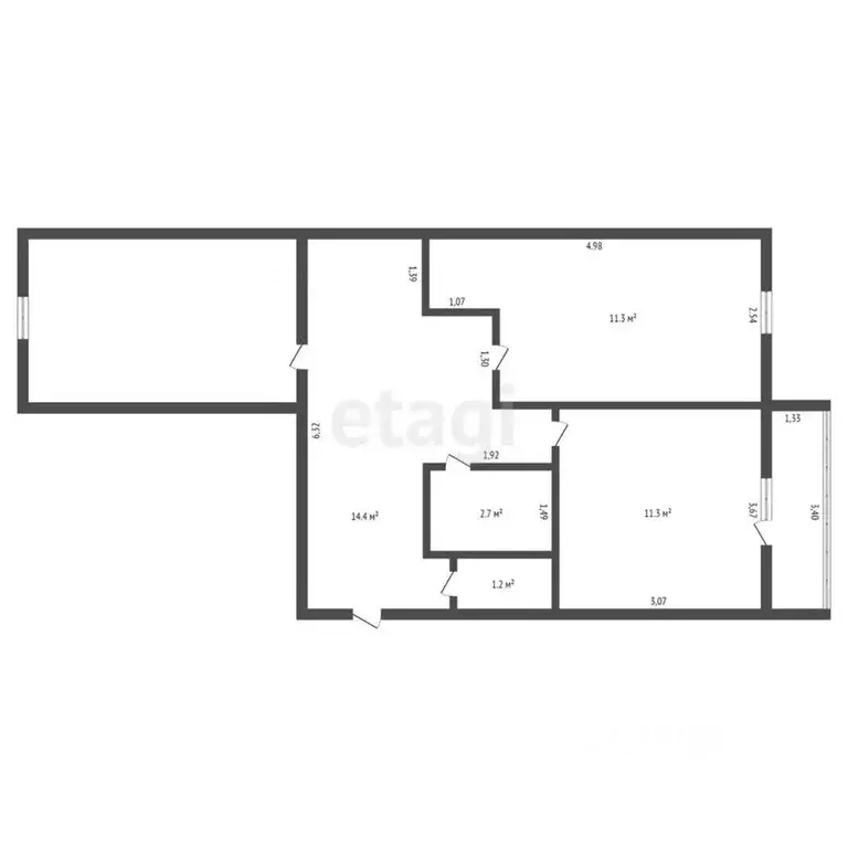 2-к кв. Амурская область, Благовещенск Игнатьевское ш., 12/3 (60.6 м) - Фото 1