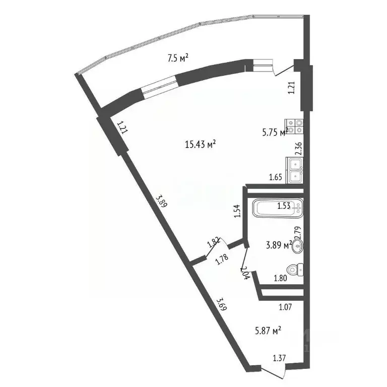 Студия Саха (Якутия), Якутск 203-й мкр, 30 (30.9 м) - Фото 2