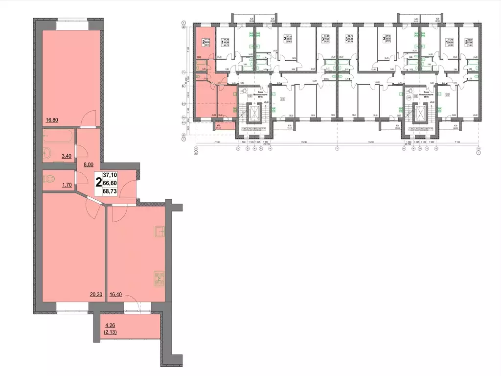 2-к квартира, 69.04 м - Фото 0