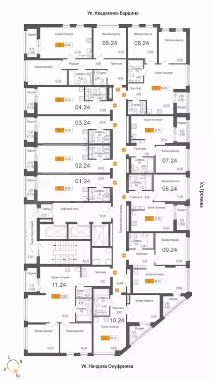 Квартира-студия, 27,3 м, 24/25 эт. - Фото 1