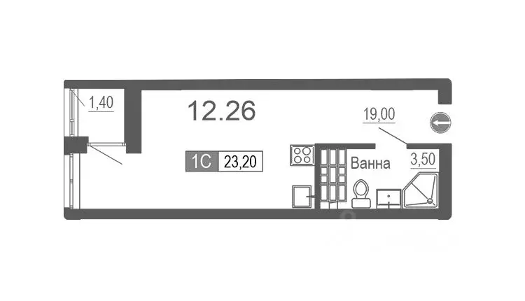 Студия Свердловская область, Екатеринбург ул. Новостроя, 5 (23.0 м) - Фото 0