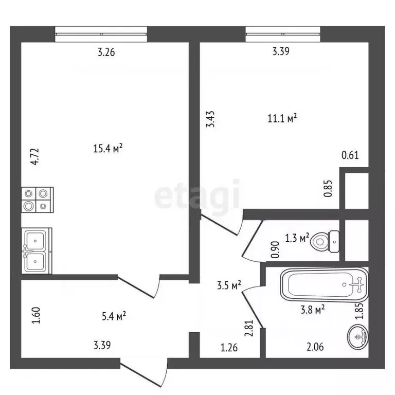 1-к кв. Санкт-Петербург Южное ш., 53к4 (41.0 м) - Фото 2
