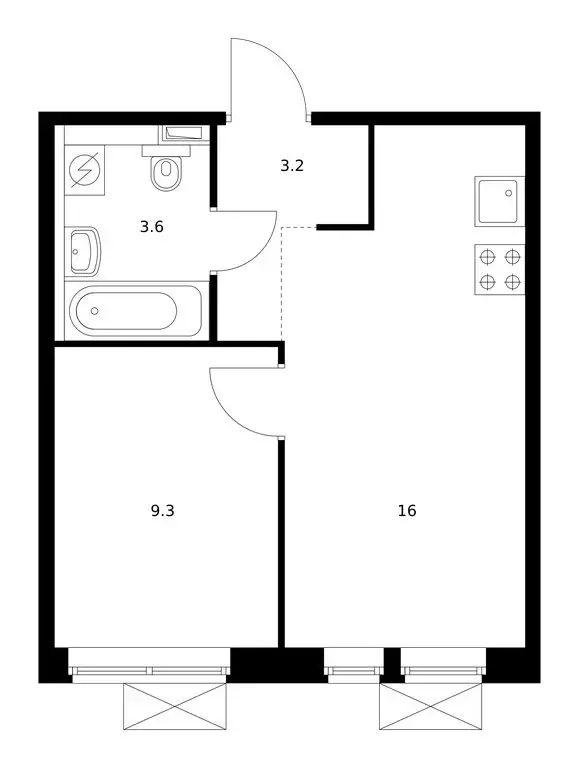 1-комнатная квартира: Ильинское-Усово, ЖК Ильинские Луга (32.1 м) - Фото 1