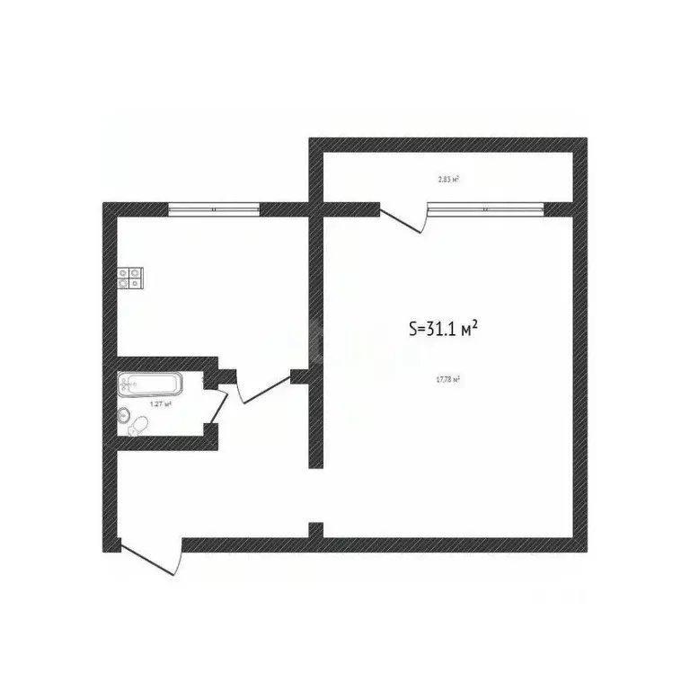 1-к кв. Алтайский край, Бийск ул. Льнокомбинат, 11/2 (31.1 м) - Фото 2