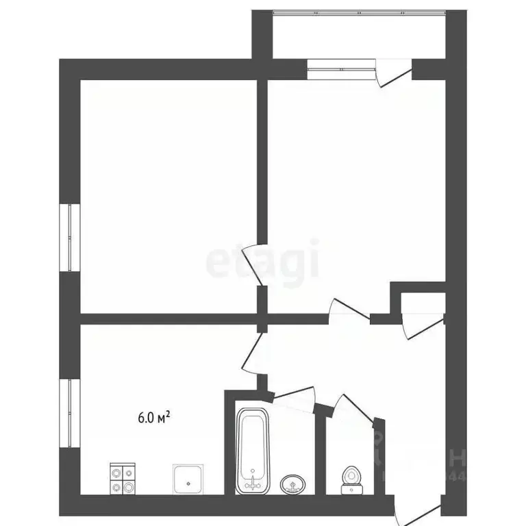 2-к кв. Тюменская область, Тюмень Волгоградская ул., 105 (40.6 м) - Фото 2