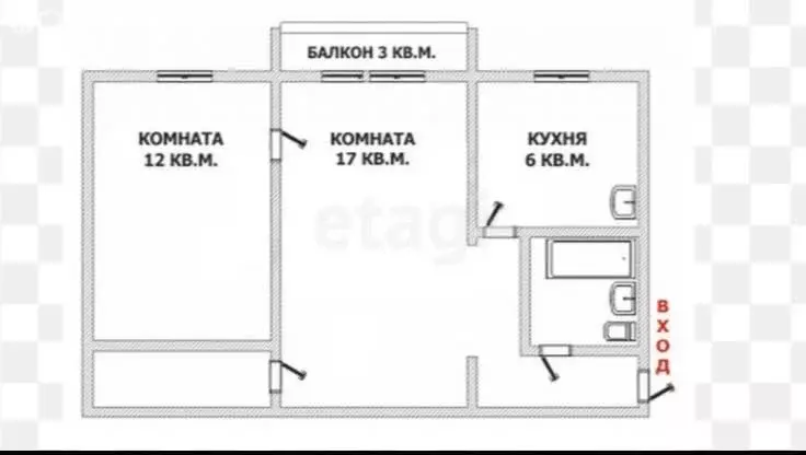 2-комнатная квартира: Липецк, проспект Мира, 14 (46 м) - Фото 1