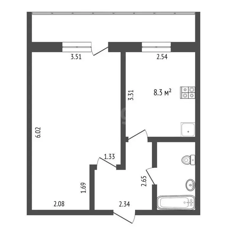 1-комнатная квартира: Тюмень, улица Елизарова, 8 (35.6 м) - Фото 1