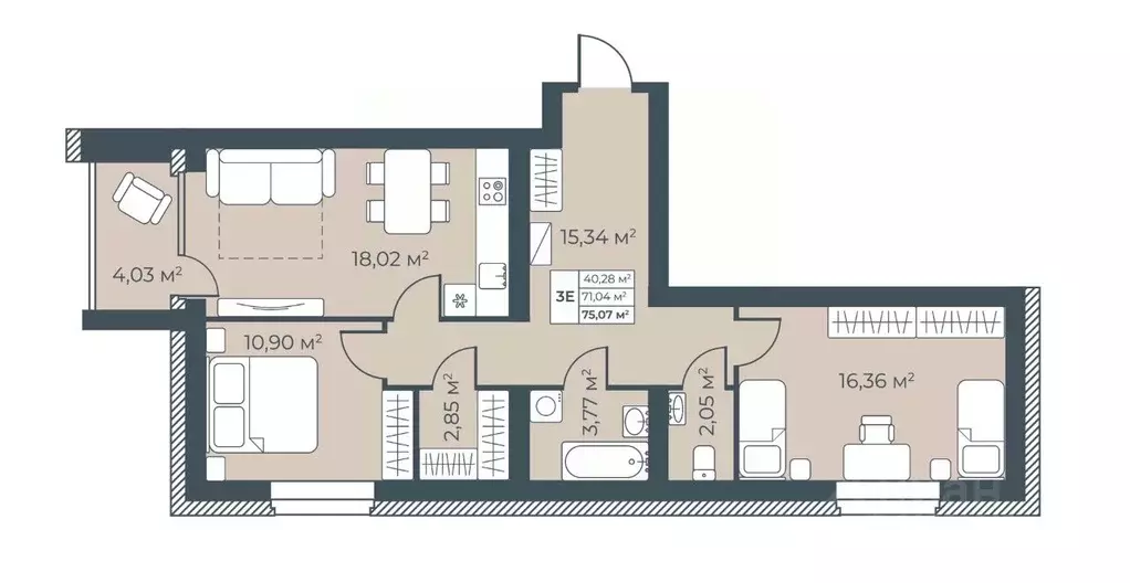 3-к кв. Воронежская область, Павловск ул. Свободы, 25к2 (75.07 м) - Фото 1