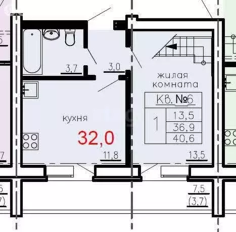1-комнатная квартира: село Минское, улица Куколевского, 11А (36.9 м) - Фото 0