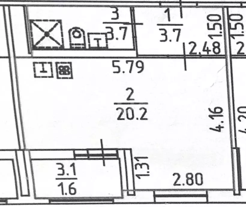 Студия Санкт-Петербург ул. Вадима Шефнера, 10к1 (27.6 м) - Фото 2