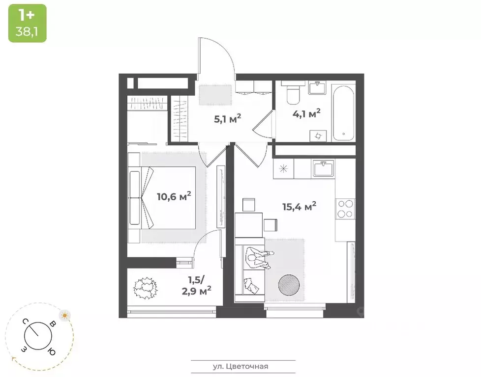 1-к кв. Тверская область, Тверь Соминка мкр,  (36.7 м) - Фото 1