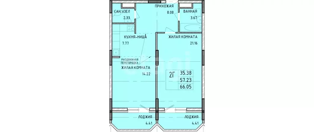2-комнатная квартира: Тула, Рязанская улица, 23 (67 м) - Фото 1