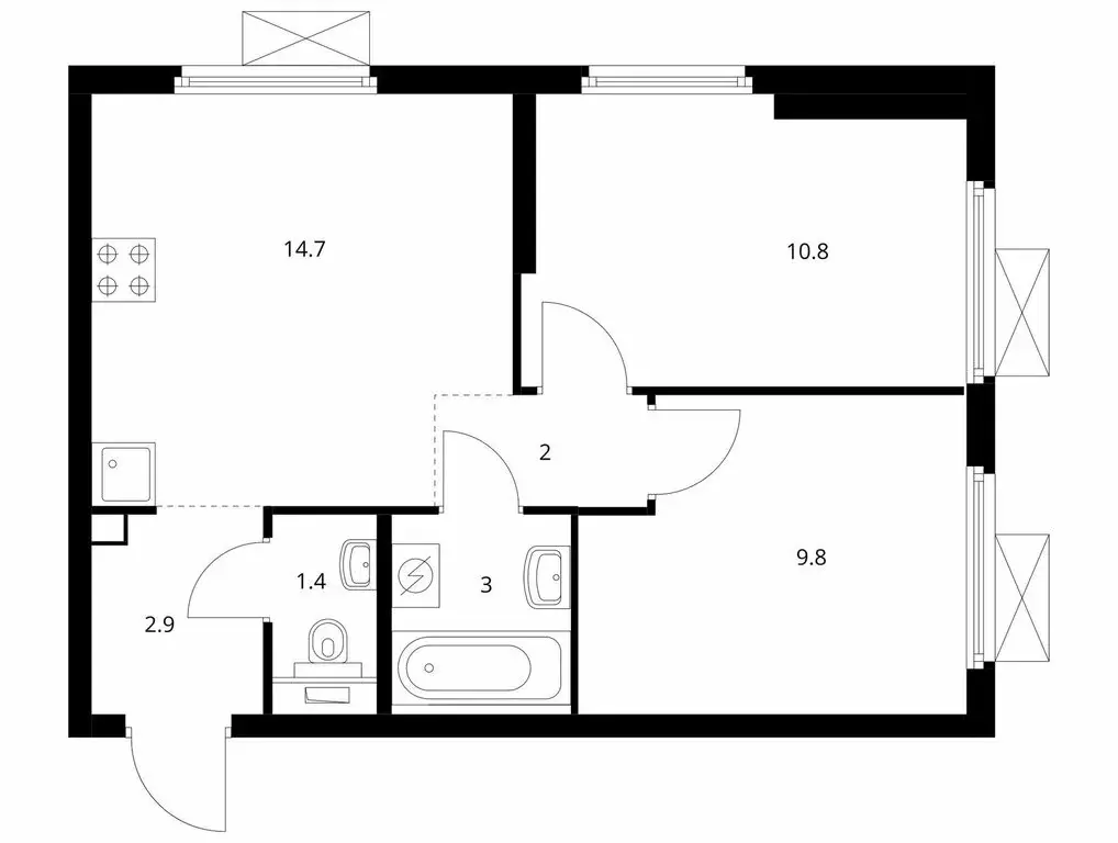 2-комнатная квартира: Москва, Новоостаповская улица, 7к2 (44.6 м) - Фото 1