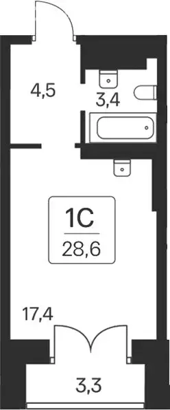 Квартира-студия: Новосибирск, ЖК Расцветай на Красном (25.3 м) - Фото 1
