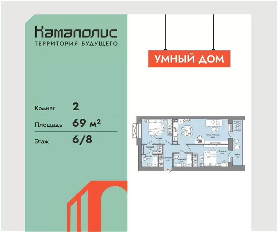 2-к кв. Пермский край, Пермь ул. Дзержинского, 31Б (69.0 м) - Фото 1