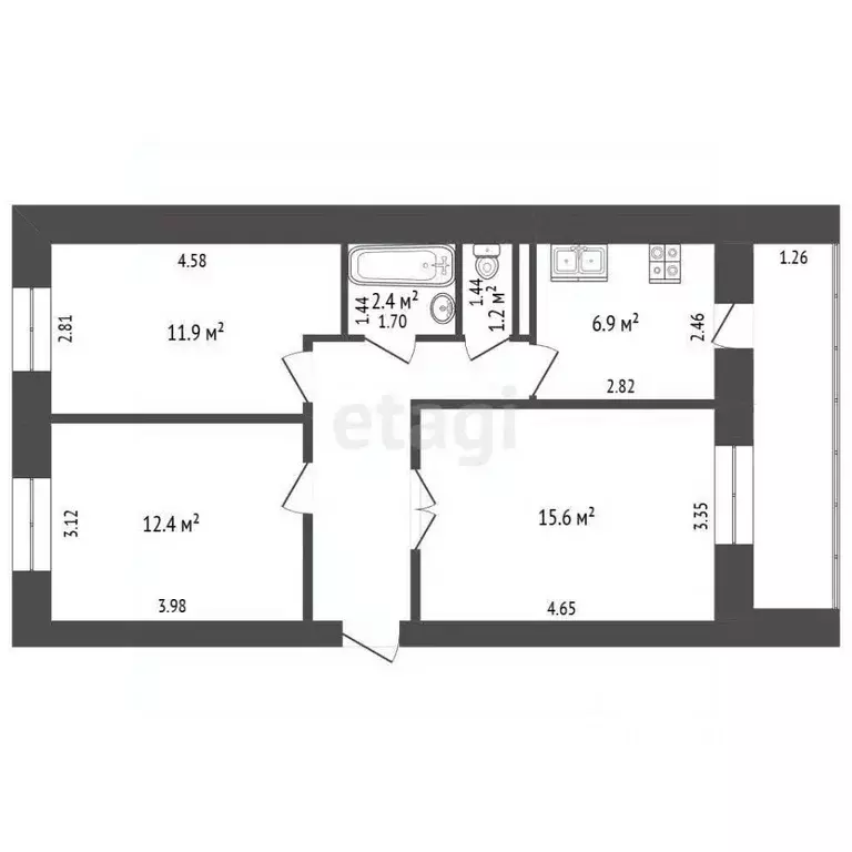 3-к кв. Ульяновская область, Ульяновск Балтийская ул., 14 (60.0 м) - Фото 2