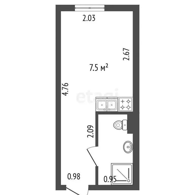 Квартира-студия: Санкт-Петербург, улица Ольминского, 6 (9.3 м) - Фото 1