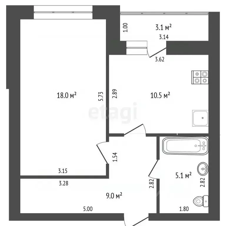 1-к кв. Самарская область, Самара просека 5-я, 143 (42.6 м) - Фото 2