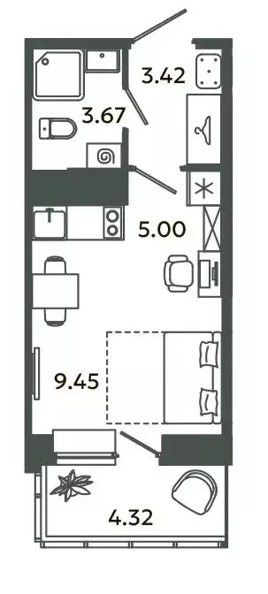 Квартира-студия: Новоселье, Аннинская улица, 4 (22.84 м) - Фото 0