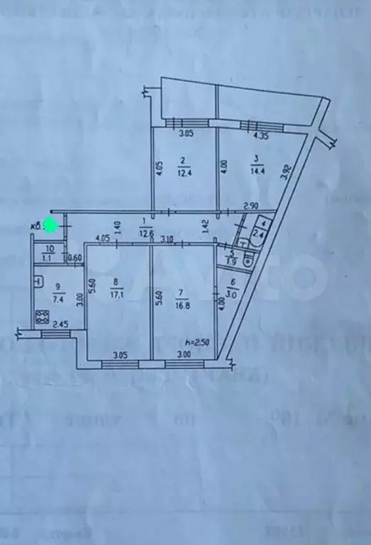 3-к. квартира, 95,2 м, 6/9 эт. - Фото 0