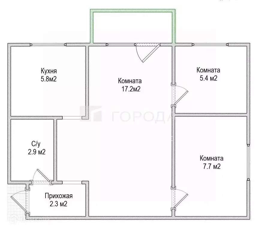 2-к кв. Новосибирская область, Новосибирск Часовая ул., 1 (45.0 м) - Фото 2