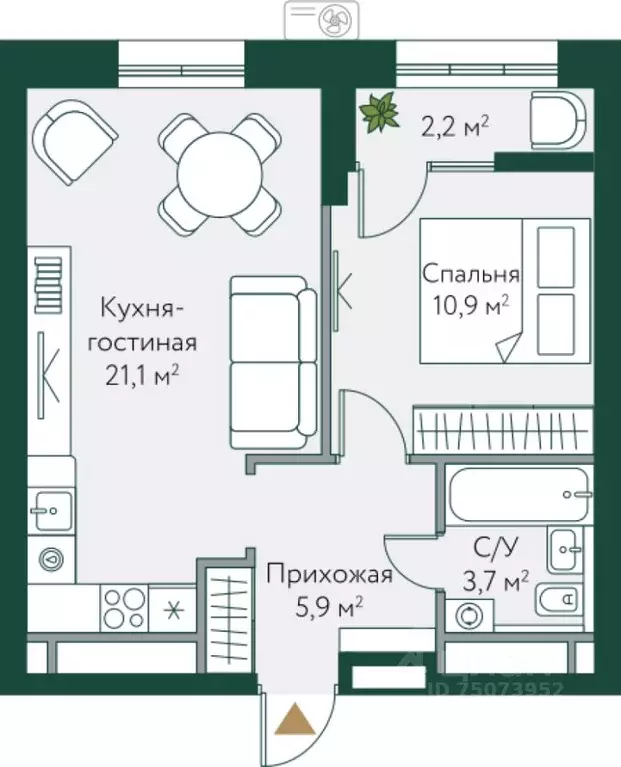 1-к кв. Волгоградская область, Волгоград Новосибирская ул., 74 (43.8 ... - Фото 1