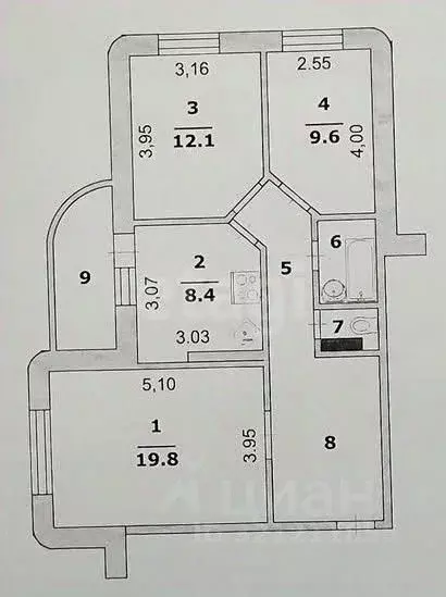 3-к кв. Белгородская область, Белгород ул. Калинина, 1 (70.0 м) - Фото 1