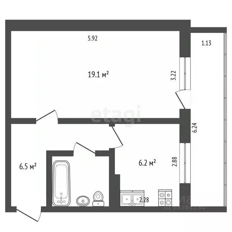 1-к кв. Вологодская область, Череповец ул. Батюшкова, 12А (36.0 м) - Фото 2