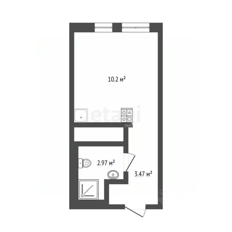 Студия Тюменская область, Тюмень Харьковская ул., 76 (17.46 м) - Фото 1