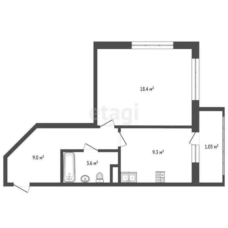 1-комнатная квартира: Мирное, улица Крымской Весны, 1к2 (41.35 м) - Фото 0