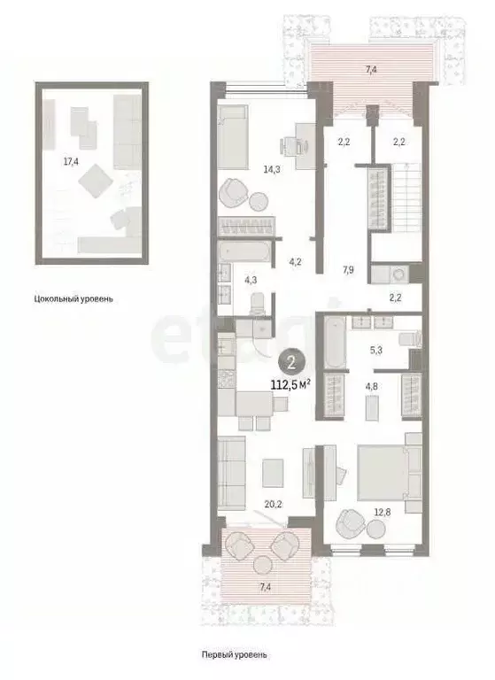 2-к кв. Тюменская область, Тюмень Мысовская ул., 26к1 (112.0 м) - Фото 0