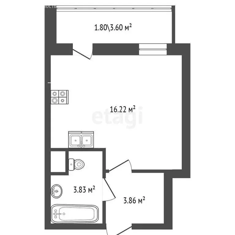Квартира-студия: Санкт-Петербург, Коломяжский проспект, 13к3 (23.91 м) - Фото 0