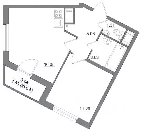 2-к кв. Санкт-Петербург пос. Шушары,  (38.87 м) - Фото 0