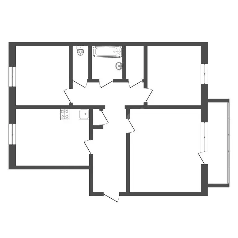 3-комнатная квартира: Тобольск, 4-й микрорайон, 19 (65 м) - Фото 1