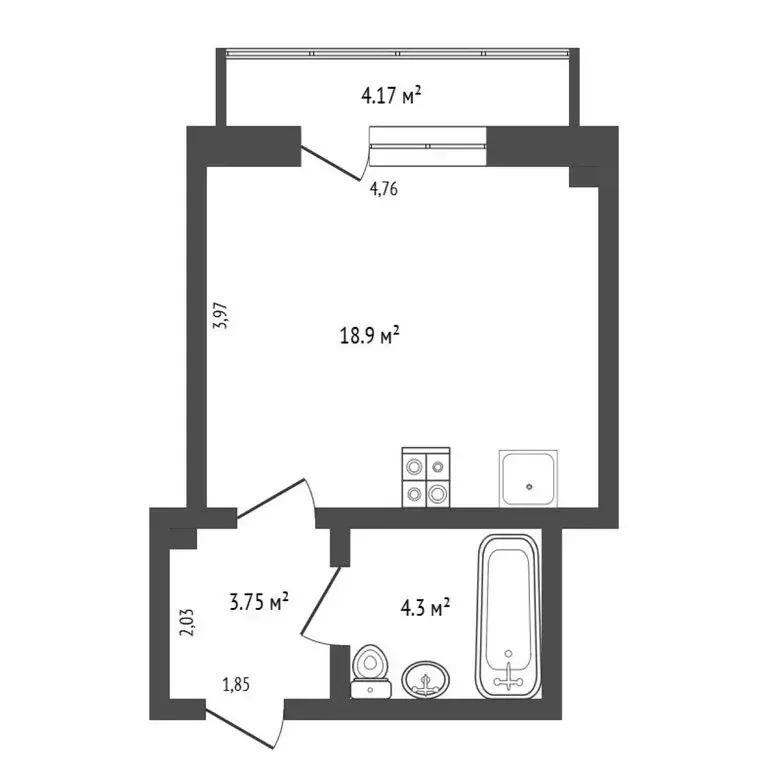 Квартира-студия: деревня Патрушева, улица Фёдора Достоевского, 26 ... - Фото 1