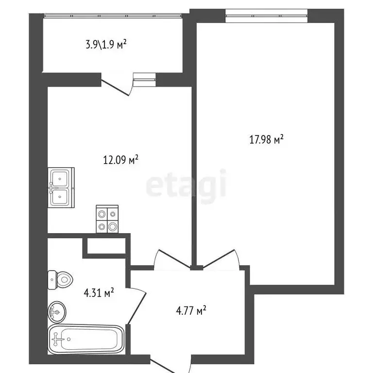 1-комнатная квартира: Гатчина, Пушкинское шоссе, 1 (40.8 м) - Фото 1