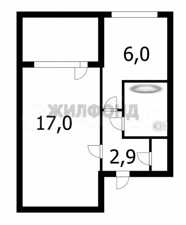 1-к. квартира, 29,5 м, 2/9 эт. - Фото 0