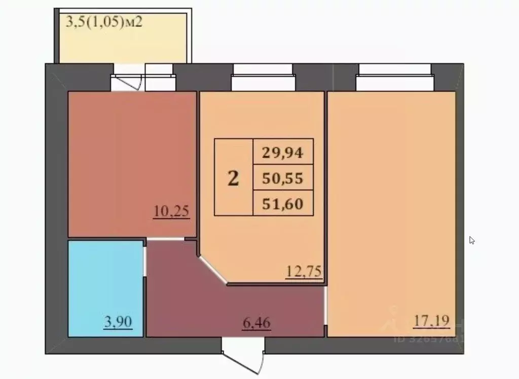 2-к кв. Ярославская область, Ярославль ул. Комкора Хрипина, 3 (51.6 м) - Фото 2