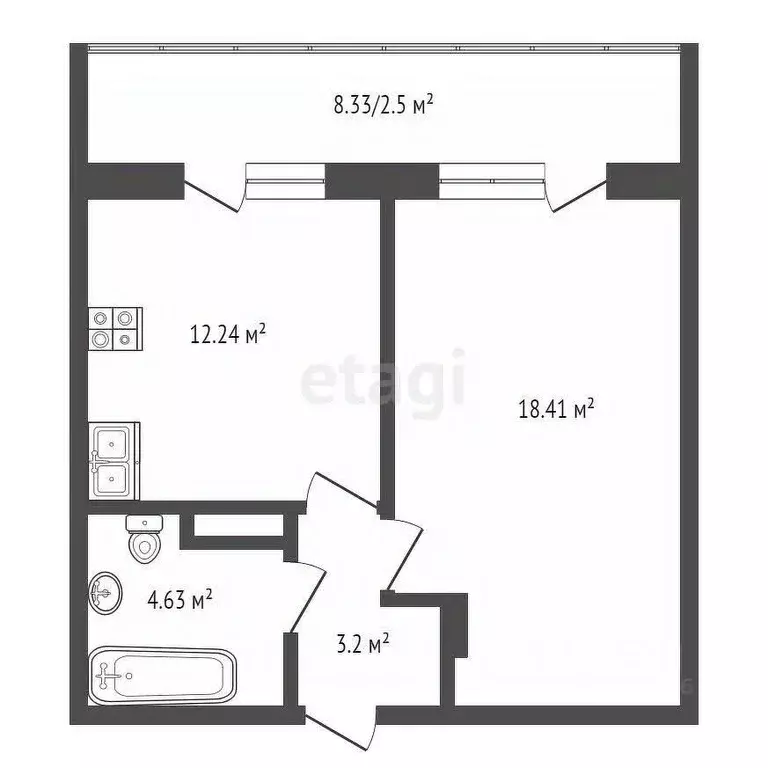 1-к кв. Калужская область, Калуга ул. Фомушина, 37 (41.0 м) - Фото 2