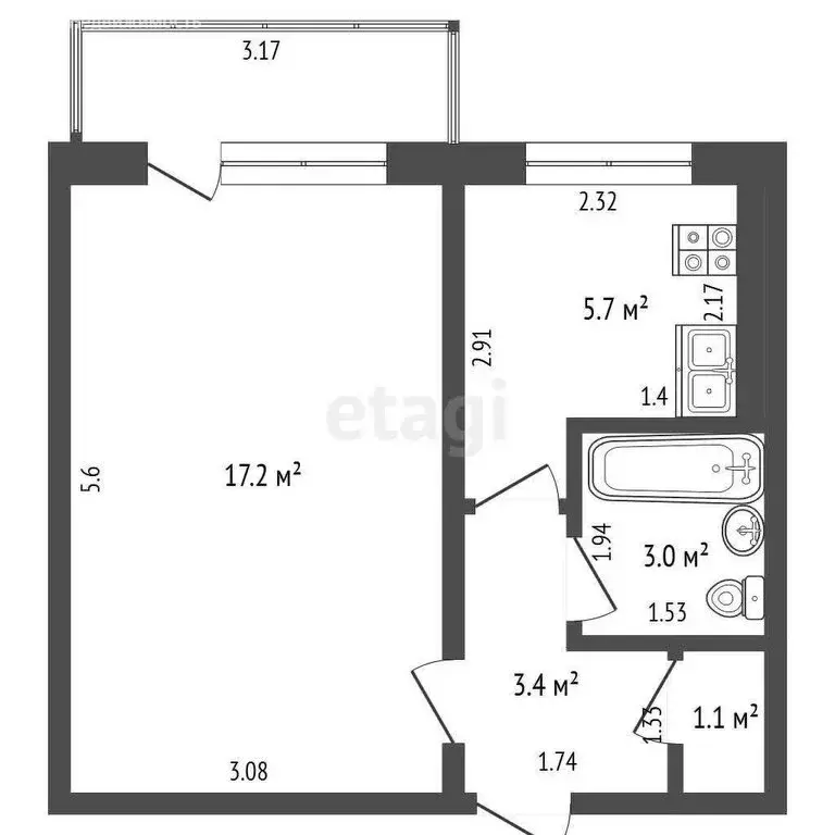 1-комнатная квартира: Пермь, улица Снайперов, 16 (30.4 м) - Фото 1