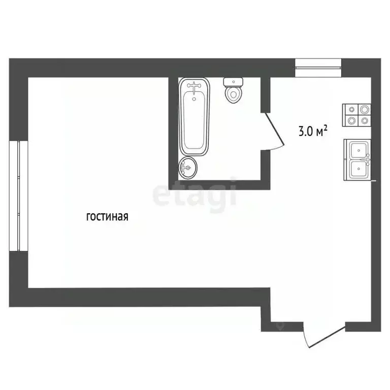 1-к кв. Томская область, Томск Алтайская ул., 76/2 (18.0 м) - Фото 2