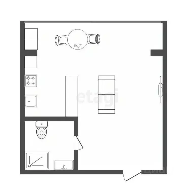 Студия Иркутская область, Иркутск ул. Седова, 65А/3 (48.0 м) - Фото 1